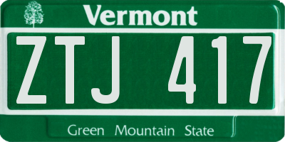 VT license plate ZTJ417