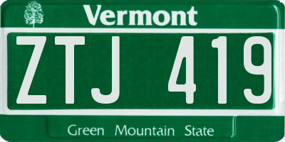 VT license plate ZTJ419
