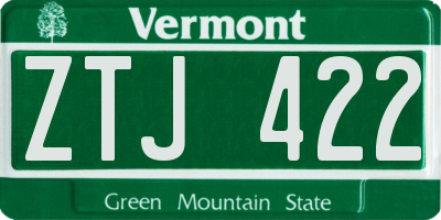 VT license plate ZTJ422