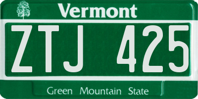 VT license plate ZTJ425