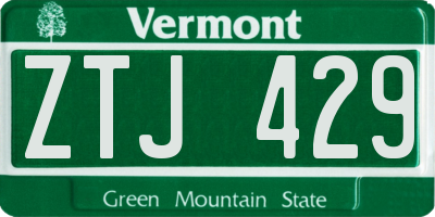 VT license plate ZTJ429