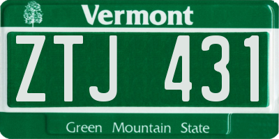 VT license plate ZTJ431