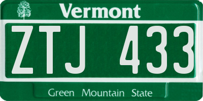 VT license plate ZTJ433