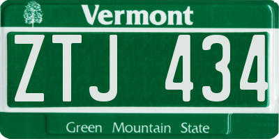 VT license plate ZTJ434