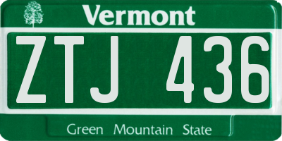 VT license plate ZTJ436
