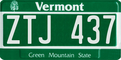 VT license plate ZTJ437