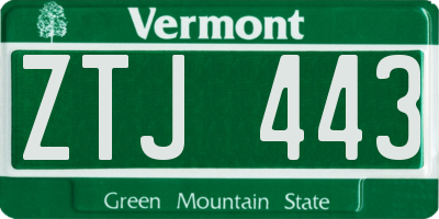 VT license plate ZTJ443
