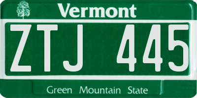 VT license plate ZTJ445