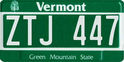 VT license plate ZTJ447