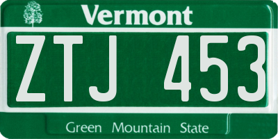 VT license plate ZTJ453
