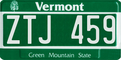 VT license plate ZTJ459
