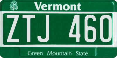 VT license plate ZTJ460