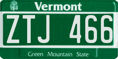 VT license plate ZTJ466