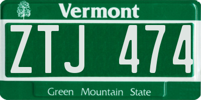 VT license plate ZTJ474