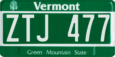 VT license plate ZTJ477