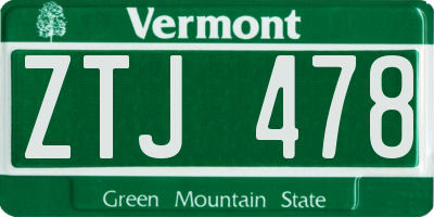 VT license plate ZTJ478