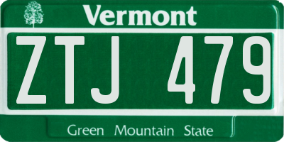VT license plate ZTJ479