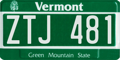 VT license plate ZTJ481