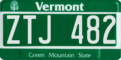 VT license plate ZTJ482