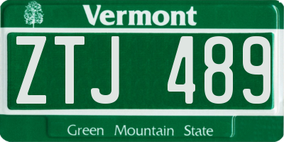 VT license plate ZTJ489