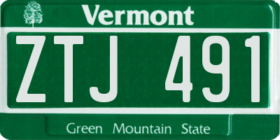 VT license plate ZTJ491