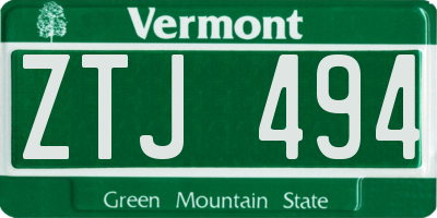 VT license plate ZTJ494
