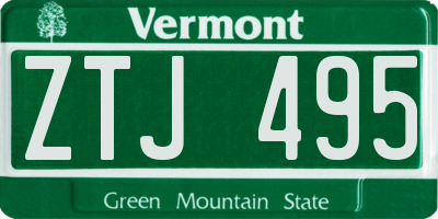 VT license plate ZTJ495