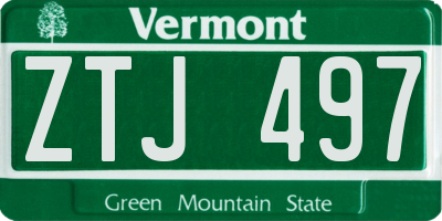 VT license plate ZTJ497