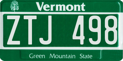 VT license plate ZTJ498