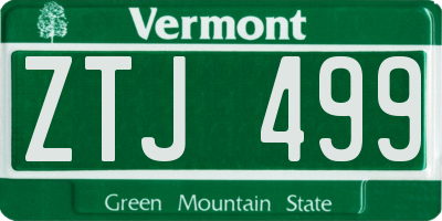 VT license plate ZTJ499