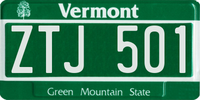 VT license plate ZTJ501