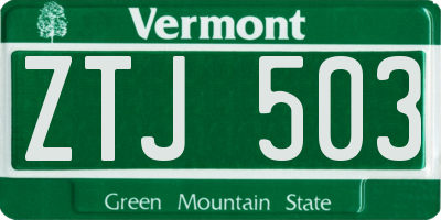 VT license plate ZTJ503