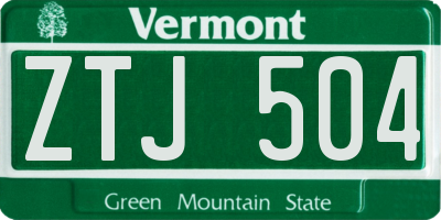 VT license plate ZTJ504