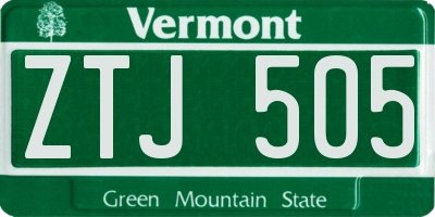 VT license plate ZTJ505
