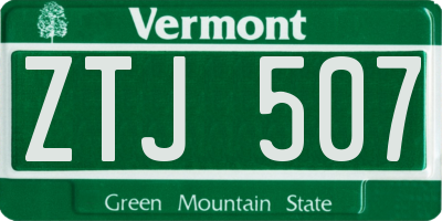 VT license plate ZTJ507