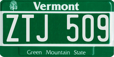 VT license plate ZTJ509