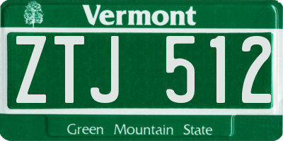 VT license plate ZTJ512