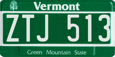 VT license plate ZTJ513