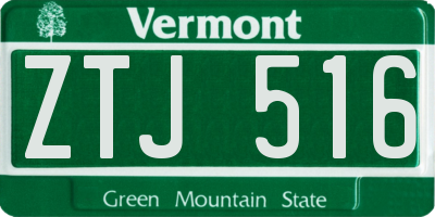 VT license plate ZTJ516
