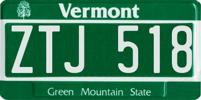 VT license plate ZTJ518