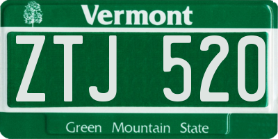 VT license plate ZTJ520