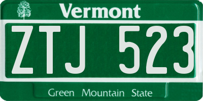 VT license plate ZTJ523
