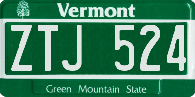 VT license plate ZTJ524