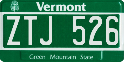 VT license plate ZTJ526