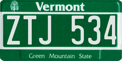 VT license plate ZTJ534