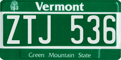 VT license plate ZTJ536