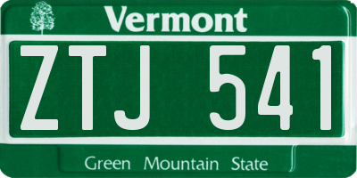 VT license plate ZTJ541