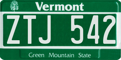 VT license plate ZTJ542