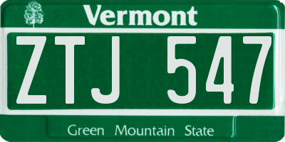 VT license plate ZTJ547