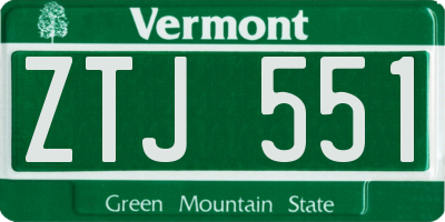 VT license plate ZTJ551